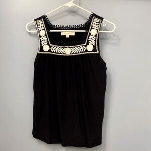 Loft navy and white sleeveless blouse.